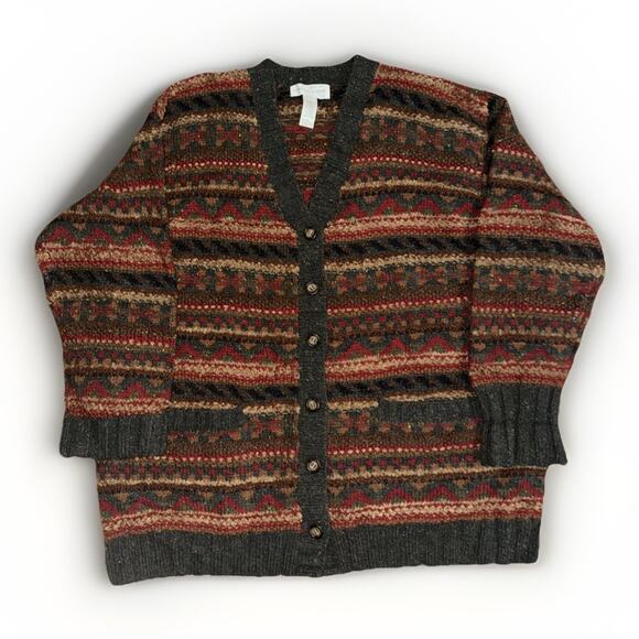 Jones New York Cardigan Sweater Unisex 3X Hand Knit Wool Mohair 28x31 Oversized - Picture 1 of 5